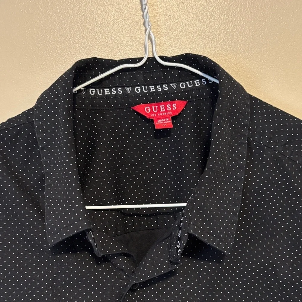Guess Black Casual Button Down Shirt Polka Dot - Picture 5 of 9